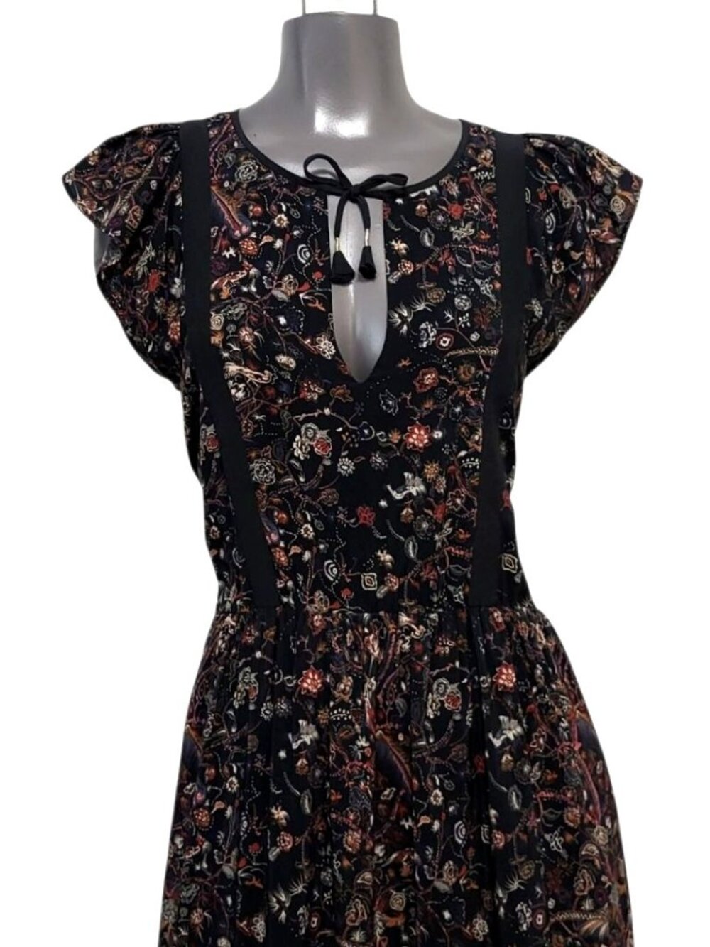 Ulla Johnson Zanna Silk Dress MIdnight Floral Ruffle Midi - Picture 4 of 15